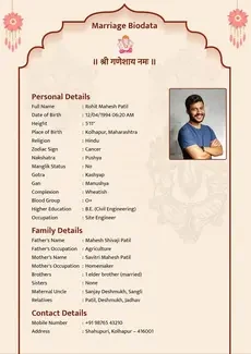 Abstract Temple biodata template