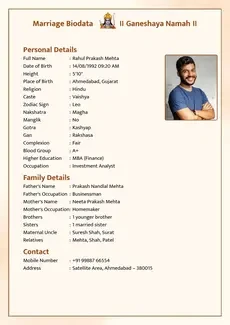 Abstract Yellow biodata template
